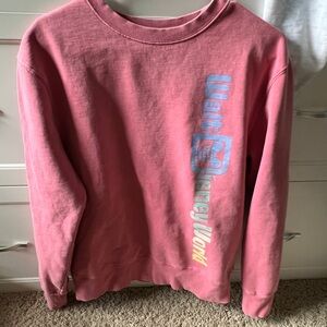 Disney Womens Pink Walt Disney World Crew Neck Long Sleeve Pullover Sweatshirt L